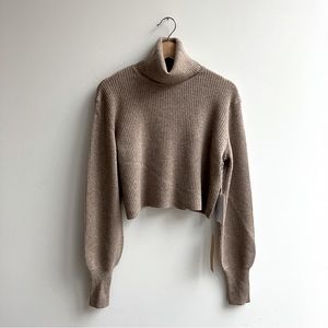 $228 Reformation Luisa Cropped Cashmere Sweater Oatmeal Neutral NWT